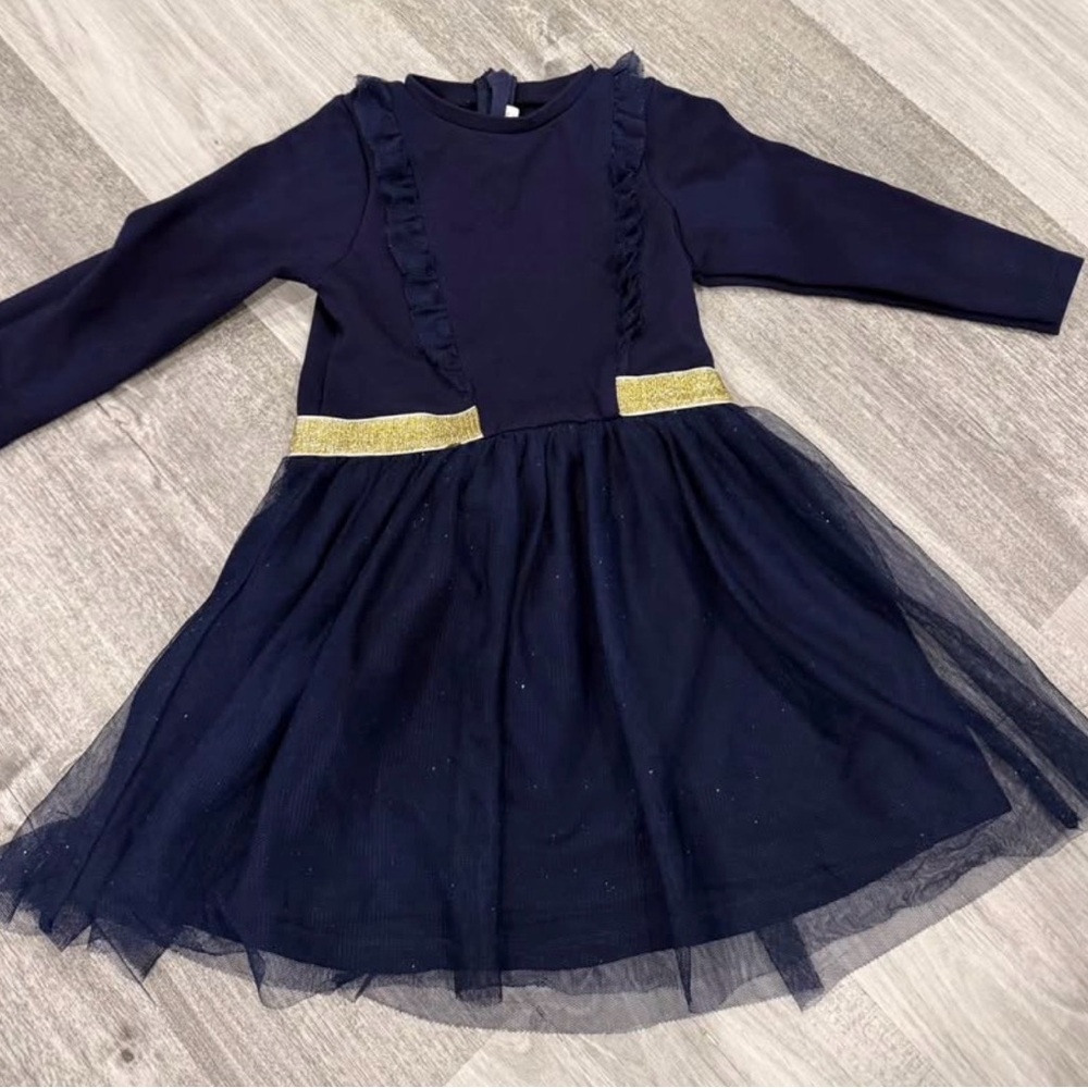 Billieblush Navy Dress with Gold Waistband